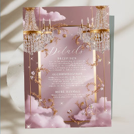 Tarjeta De Recepción Elegante Boda de las nubes rosadas de la lámpara d