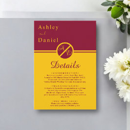 Tarjeta De Recepción Elegante Boda De Lujo De Borgoña Y Monograma De Or