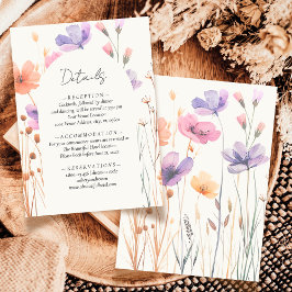 Tarjeta De Recepción Elegante Boda de marfil floral neutro simple