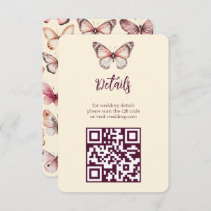 Tarjeta De Recepción Elegante Boda de mariposas código QR PERSONALIZADO