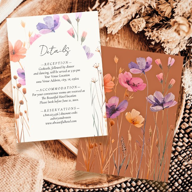 Tarjeta De Recepción Elegante Boda de Mocha floral simple neutra (Subido por el creador)