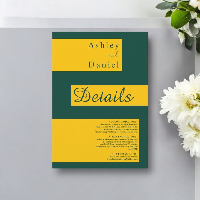 Tarjeta De Recepción Elegante Boda De Moda Moderna, Verde Y Dorado (Subido por el creador)