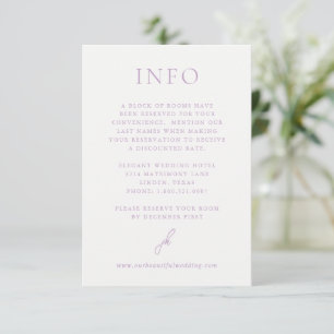 Tarjeta De Recepción Elegante Boda de Monograma de Guión Lilac