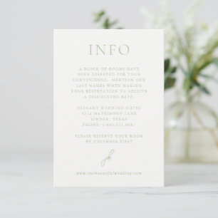 Tarjeta De Recepción Elegante Boda de Monograma de Guión Verde Sage