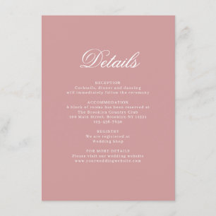 Tarjeta De Recepción Elegante Boda de Monograma Rosa Polvoriento
