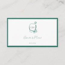 Elegante Boda de Monograma Verde Esmeralda RSVP