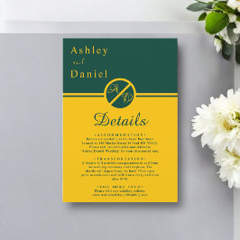 Tarjeta De Recepción Elegante Boda De Monograma Verde Y Oro De Lujo