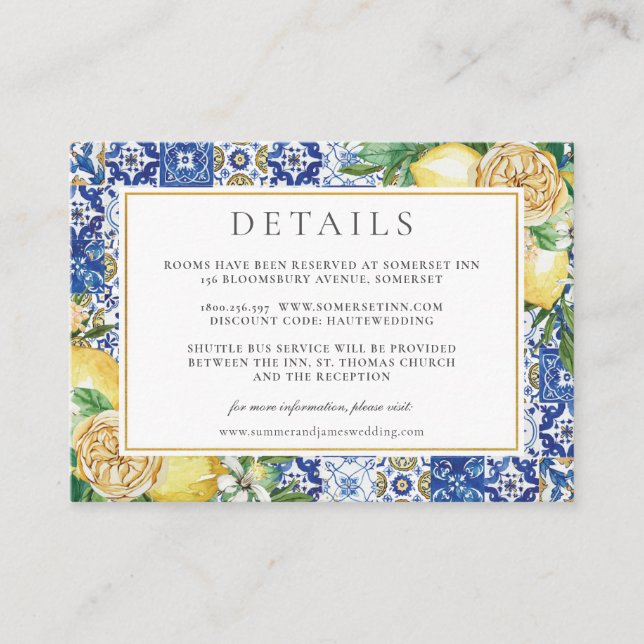 Tarjeta De Recepción Elegante Boda de mosaico floral de Lemons (Anverso)