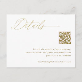 Tarjeta De Recepción Elegante Boda de oro Detalles Código QR