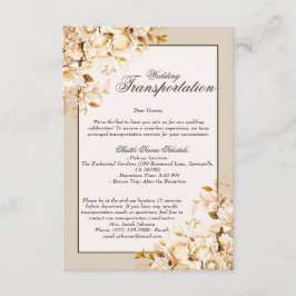 Tarjeta De Recepción Elegante Boda de oro y marfil floral