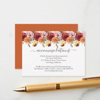 Tarjeta De Recepción Elegante Boda de otoño de hojas de otoño