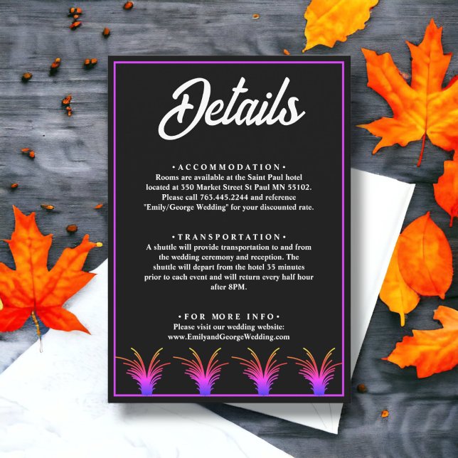 Tarjeta De Recepción Elegante Boda De Otoño Negro Y Blanco (Subido por el creador)