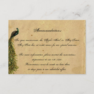 Tarjeta De Recepción Elegante Boda de pavo real añejo