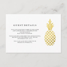 Tarjeta De Recepción Elegante Boda de piña dorada Detalles del huésped