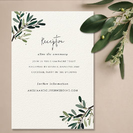 Tarjeta De Recepción Elegante Boda de rama de árbol de oliva