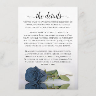 Tarjeta De Recepción Elegante Boda de Rosa azul de acero agitado