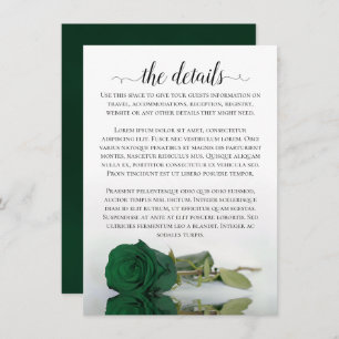 Tarjeta De Recepción Elegante Boda de Rosa verde esmeralda