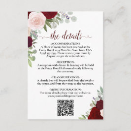 Tarjeta De Recepción Elegante Boda de rosas rojas y rosadas Detalles de