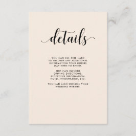 Tarjeta De Recepción Elegante Boda de Rubor Detalles del invitado