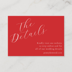 Tarjeta De Recepción Elegante Boda de script sitio web QR Código rojo