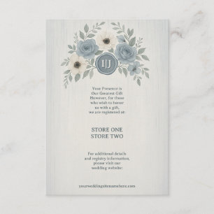 Tarjeta De Recepción Elegante Boda de Sello de Cera Floral Azul Polvori