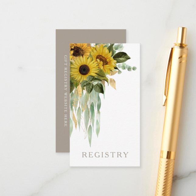 Tarjeta De Recepción Elegante Boda de Taupe de Girasol (Anverso/Reverso In Situ)