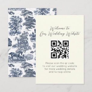 Tarjeta De Recepción Elegante Boda de tela de caballo azul de época