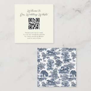 Tarjeta De Recepción Elegante Boda de tela de caballo azul de época
