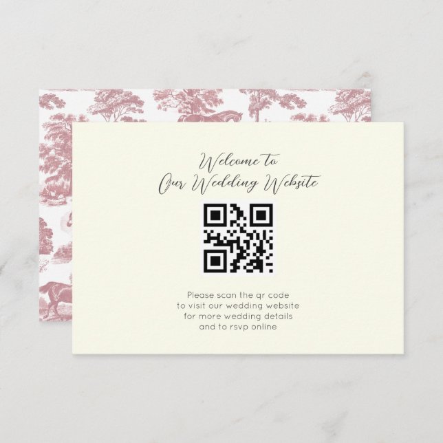 Tarjeta De Recepción Elegante Boda de tela de caballo rosa de época (Anverso / Reverso)