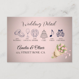 Tarjeta De Recepción Elegante Boda de Tulipanes Rosa