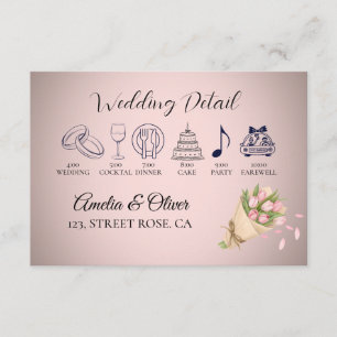 Tarjeta De Recepción Elegante Boda de Tulipanes Rosa