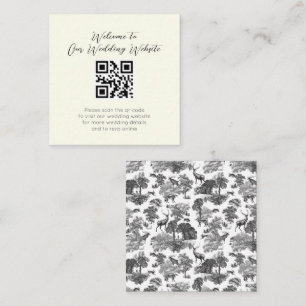 Tarjeta De Recepción Elegante Boda de venado blanco negro de tela blanc