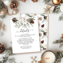 Tarjeta De Recepción Elegante Boda de Winter Pine