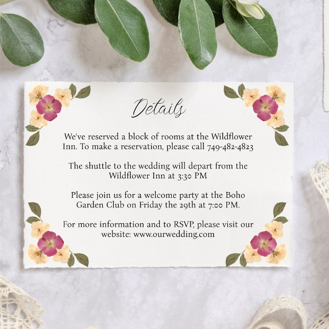 Tarjeta De Recepción Elegante Boda del Boho Garden Wildflower (Subido por el creador)