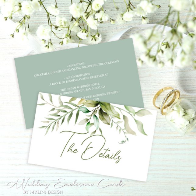 Tarjeta De Recepción Elegante Boda del follaje de eucalipto verde sabio (Subido por el creador)