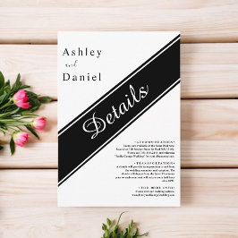 Tarjeta De Recepción Elegante Boda Delicado Blanco Y Negro Moderno