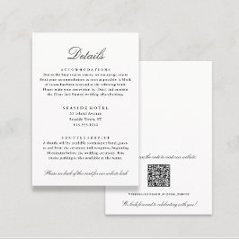 Tarjeta De Recepción Elegante Boda Detalles del Hotel Info Código QR