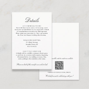 Tarjeta De Recepción Elegante Boda Detalles del Hotel Info Código QR