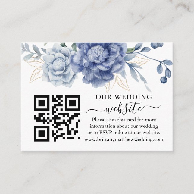 Tarjeta De Recepción Elegante Boda Dusty Blue Greenerenery Suministros  (Anverso)