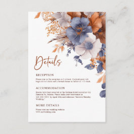 Tarjeta De Recepción Elegante Boda Dusty Blue Rust Terracotta