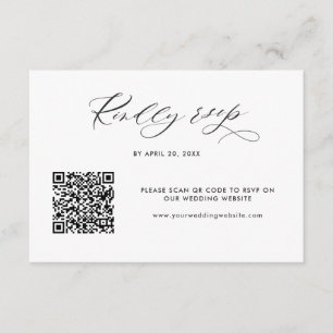 Tarjeta De Recepción Elegante Boda en línea de código QR moderno RSVP