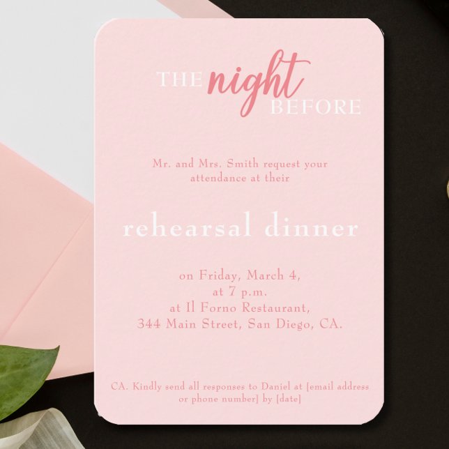 Tarjeta De Recepción Elegante Boda Ensayo Monograma Rosa Cena (Elegant Wedding Pink Monogram Rehearsal Dinner Enclosure Card)