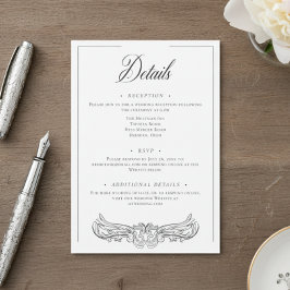 Tarjeta De Recepción Elegante Boda Escudo de pájaros de la Chinoiserie 