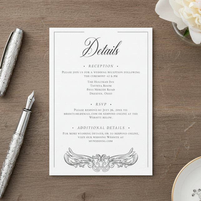 Tarjeta De Recepción Elegante Boda Escudo de pájaros de la Chinoiserie  (Subido por el creador)