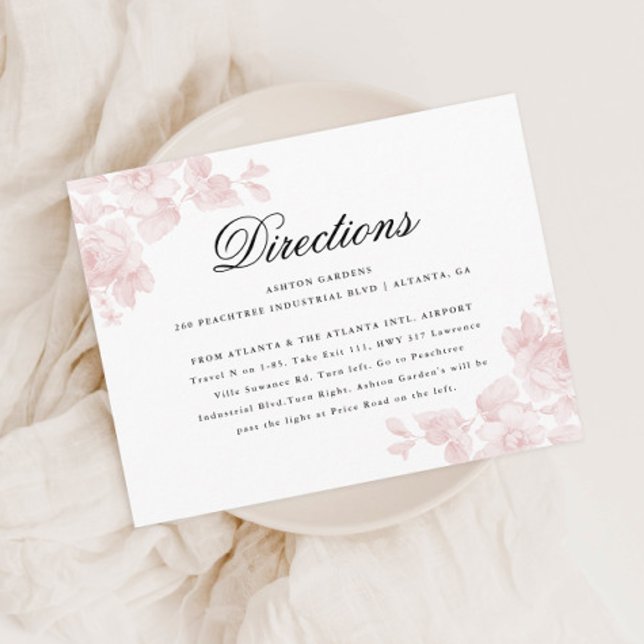 Tarjeta De Recepción Elegante Boda floral (Vintage rose wedding directions enclosure cards.)