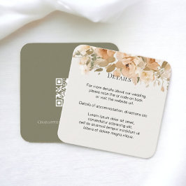 Tarjeta De Recepción Elegante Boda Floral Amueblado Verde y Peach