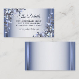 Tarjeta De Recepción Elegante Boda floral azul de la Marina