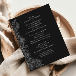 Tarjeta De Recepción Elegante Boda floral blanco negro detalles enclos