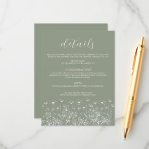 Tarjeta De Recepción Elegante Boda Floral Bohemio Minimalista Verde Sal