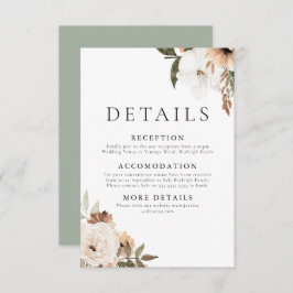 Tarjeta De Recepción Elegante Boda Floral Boho